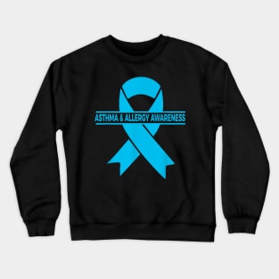 Asthma Allergy Awareness month Light Blue Ribbon Crewneck Sweatshirt